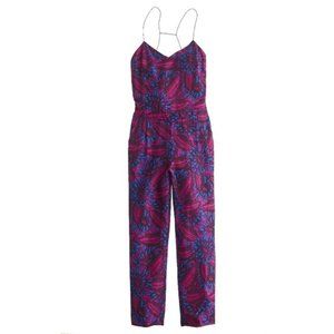 J Crew Midnight Floral Silk Jumpsuit